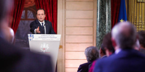 Hollande responde las preguntas de la prensa hoy en el Palacio del Elíseo.